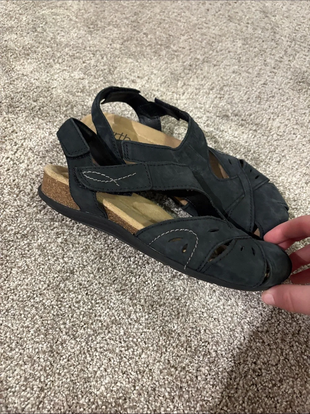 Earth Origins Black Cutout Slingback Wedge Sandals